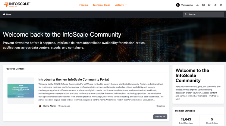infoscale community homepage preview